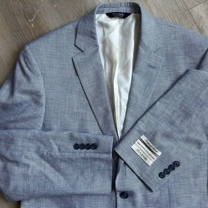 Jos A‎ Bank Wool/Linen Tropical Blend Tailored Fit Blue Herringbone Blazer 41 L
